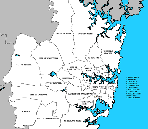 Local Government Areas in Sydney