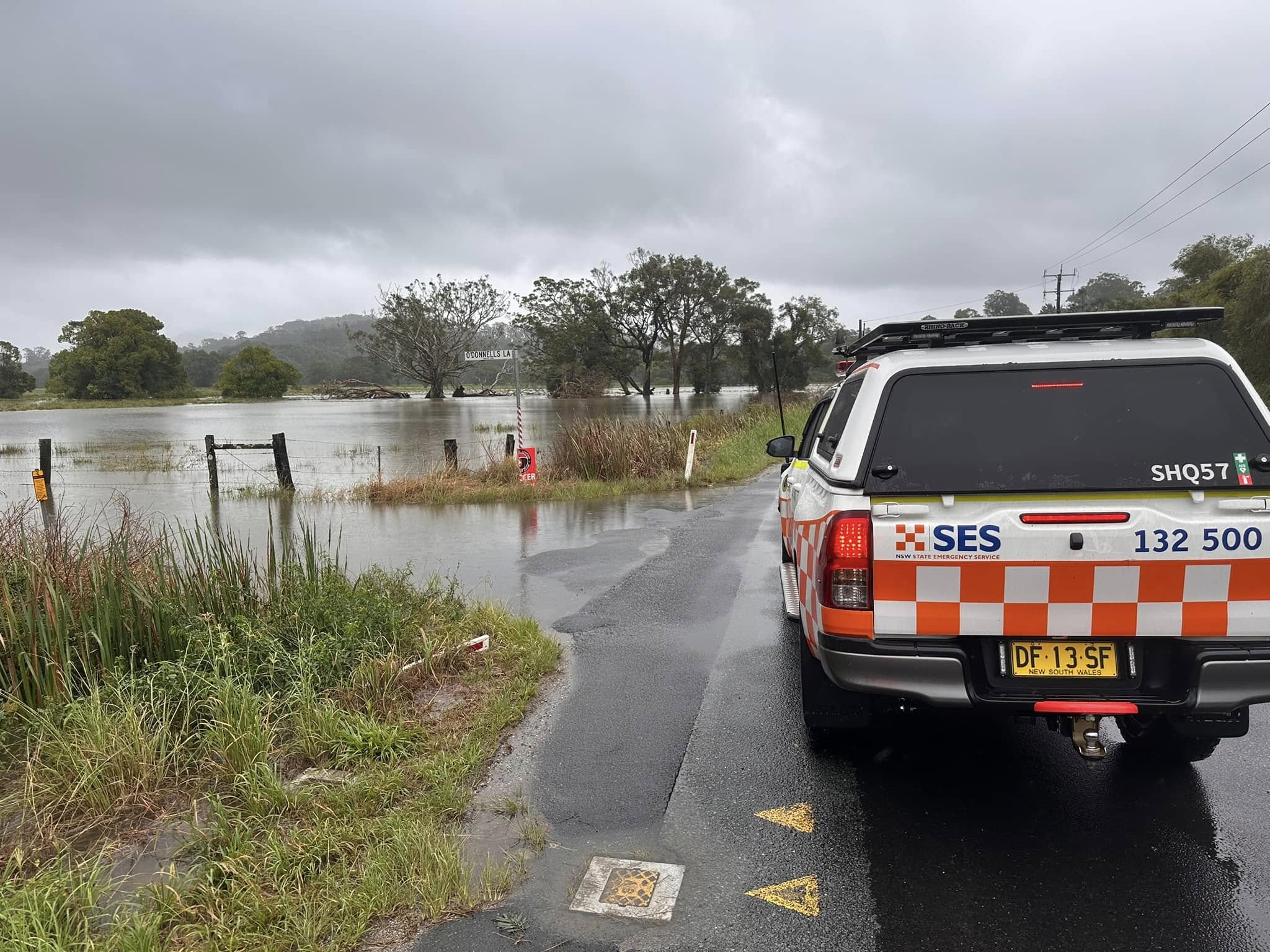 Car by flooded water